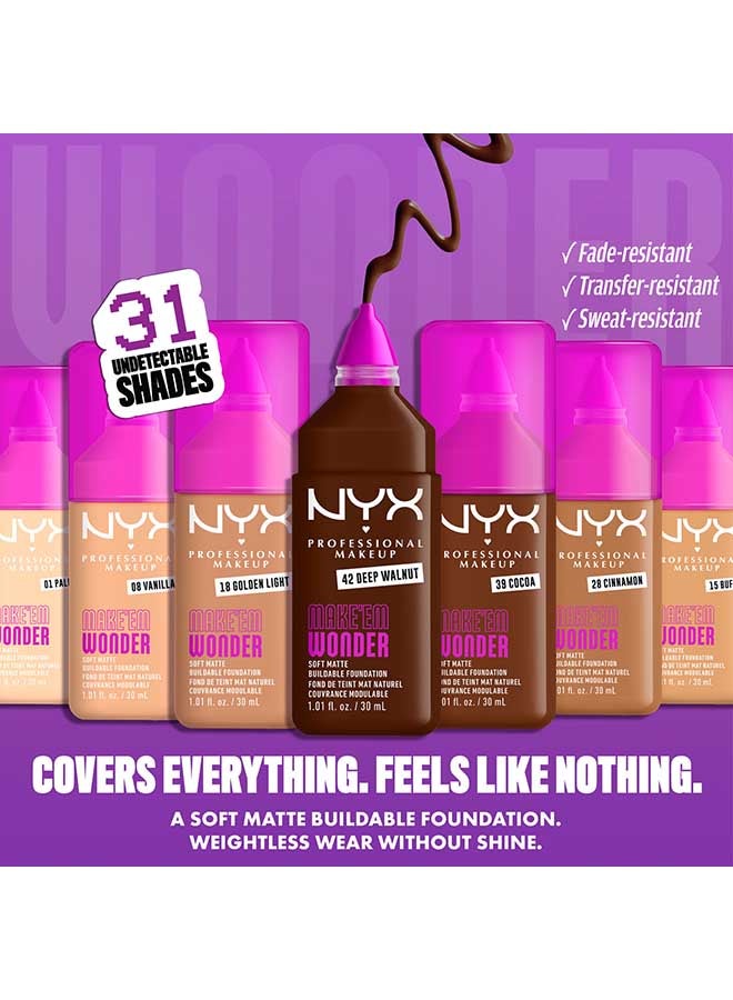 NYX PROFESSIONAL MAKEUP Make 'EM Wonder, 24H Soft Matte Foundation, Undetectable  Finish, Natural Beige - Image 2